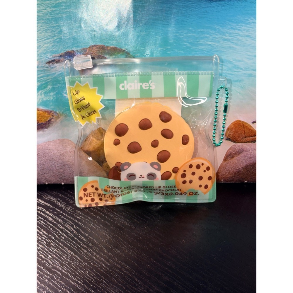 Claire's Chocolate Chip Cookie Lip Gloss Compact Tri-Color Shimmer Palette NEW